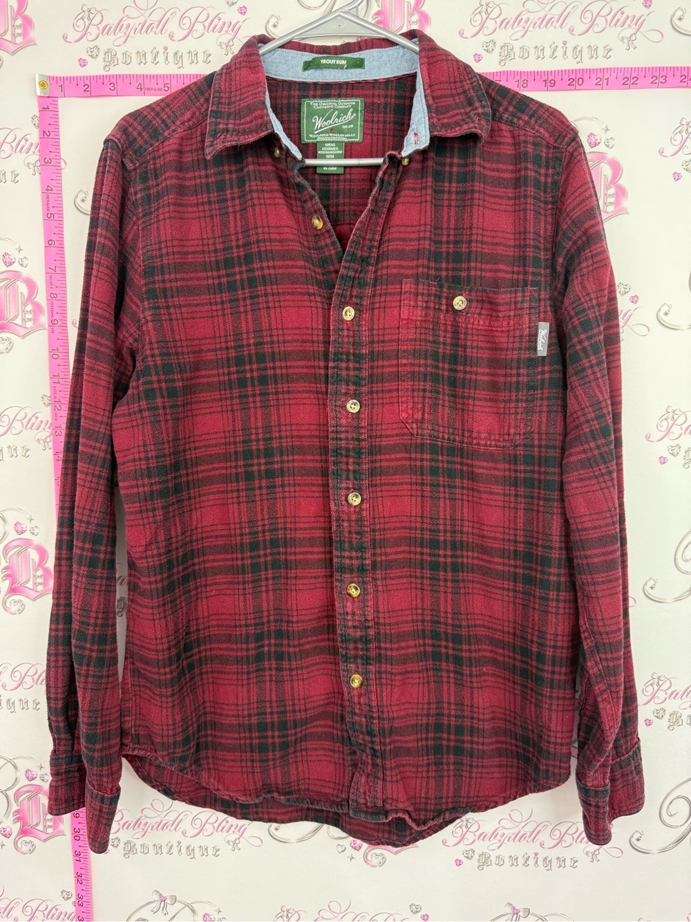 Woolrich long sleeve Red and Black Plaid Flannel Shirt long sleeve